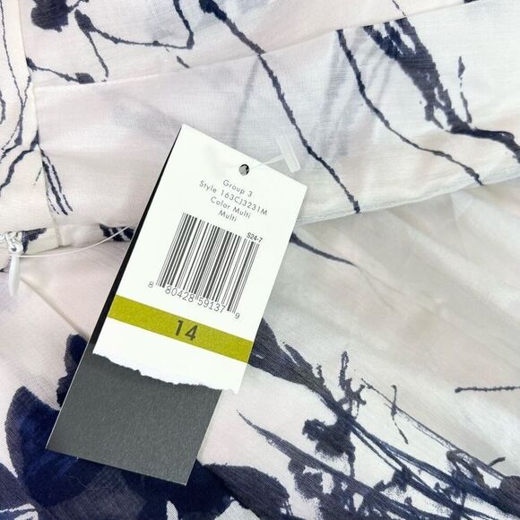 Calvin Klein Skirt Womens 14 Black & White Floral Print Silk Mini Pleated NWT - Picture 2 of 9